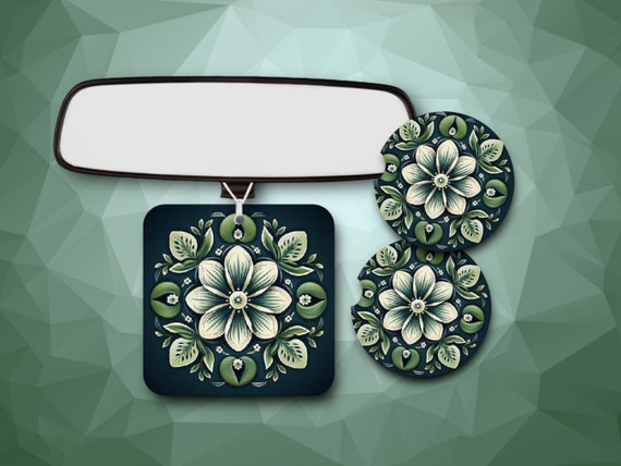 Dutch Hex Car Accessories - Floral Pattern Drink Coasters, Air Freshener - Birthday Gift for Her - Protection - Superstition, Legends