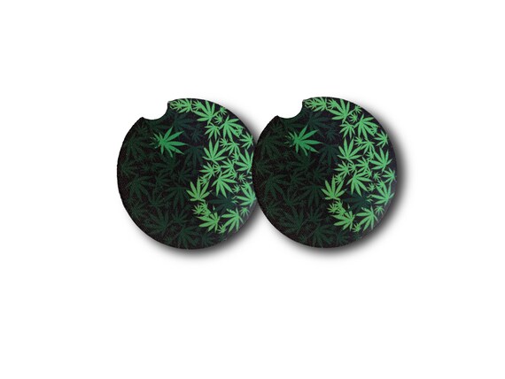 Yin Yang Coasters - Cannabis, Marijuana, Pot Leaf Car Decor - Flexible Neoprene Bar Drink Coasters - Birthday Gift for Him - Outdoor Picnic