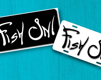 Fish On License Plate - Fishing Cabin, Lodge Decor - Metal Wall Hanging - Bar, Man Cave - ATV, Motorcycle, Bike, Mini Plate