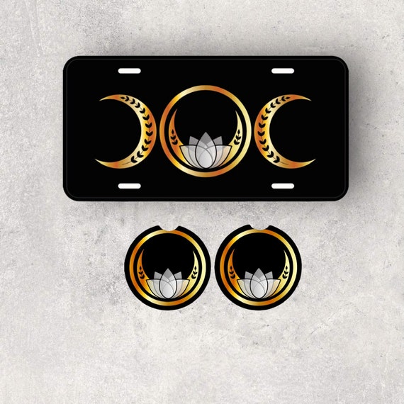 Lotus Car Accessories - Gold Moon Phases - Wiccan, Pagan, Nature, Yoga - Computer Cleaning Cloth - Birthday gift for Her