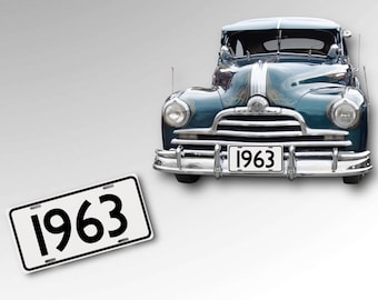 Classic Car License Plate - 1963 - Custom Years - Vintage Antique Car Tag - Father’s Day Gift - Dad - Old Time Car Shows Exhibit - Pick Year