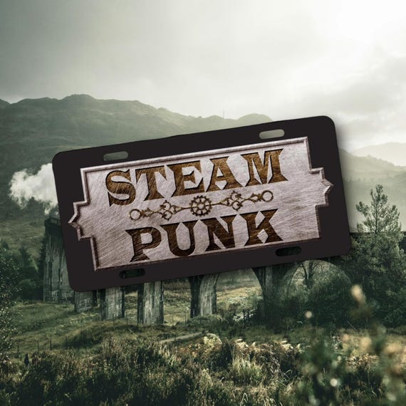 Steampunk Vanity License Plate – Vintage Industrial Style for Car, Bike, or Motorcycle