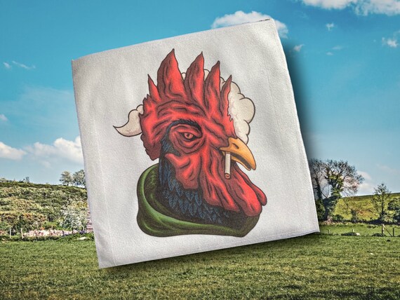 Smoking Cock Bar Rag, Car Cloth - Funny Rooster Microfiber Towel - Computer Cleaning cloth - Dad Gag Gift for Him - Man Cave Home Decor