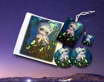 Gothic Fairy Car Accessories -Anime Fantasy Forest Nymph - Absinthe Green Butterflies - Jasmine Becket-Griffith - Feminine Gift for Her