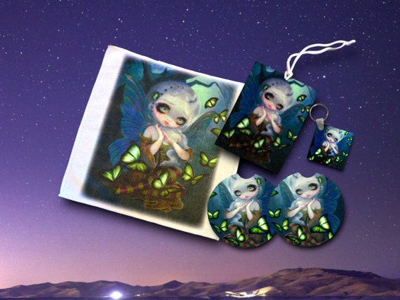 Gothic Fairy Car Accessories -Anime Fantasy Forest Nymph - Absinthe Green Butterflies - Jasmine Becket-Griffith - Feminine Gift for Her