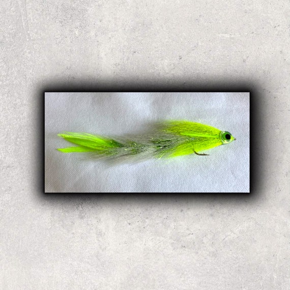 Jointed Fishing Lure - Fly Fishing - Chartreuse and White Big Game Changer  Fly - Muskie, Pike, Bass, Striper - Trolling Streamer 6 to 8