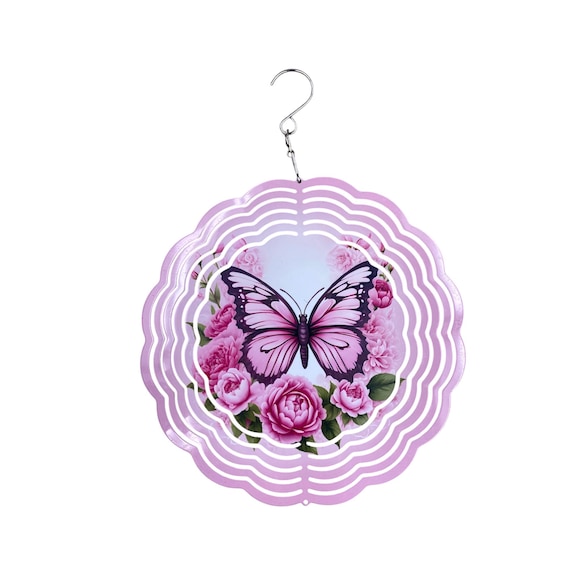 Pink Butterfly Wind Spinner