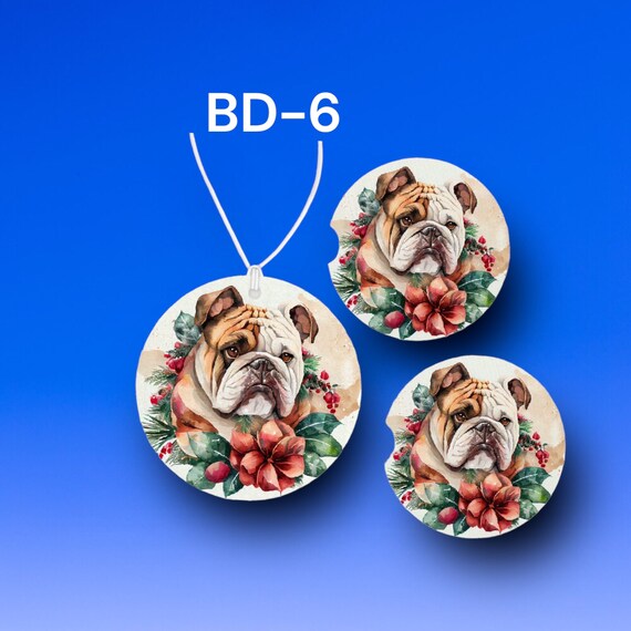 Bulldog Dog Breed Car Accessories - Bully Coasters, Air Freshener -  Pet Lover Gift for Dog Walker, Pet Sitter, Groomer
