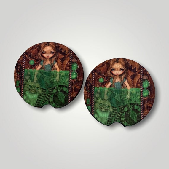 Alice in Absinthe Twisted Wonderland Car Coasters - Steampunk Cheshire Cat - Jasmine Beckett Griffith -  Mad Hatter