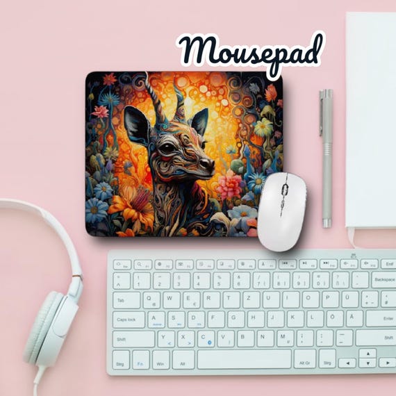 Fantasy Gazelle Mouse Pad - Colorful African Safari Theme - Fun Back to School Gift for Teens