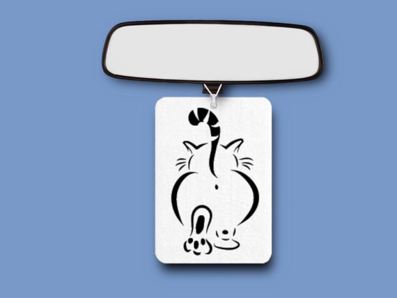 Cheeky Cat Butt Hole Air Freshener -Sassy Chunky Kitty strutting -Rear view Mirror Car Decor - Unscented, reusable - Support Pet Rescue, TNR