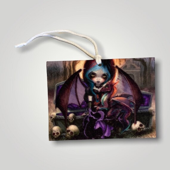 Vampire Dragonling Car Air Freshener - Dark Fairy Nymph with Dragon - Gothic Fantasy Art - Vampyre - Jasmine Becket-Griffith