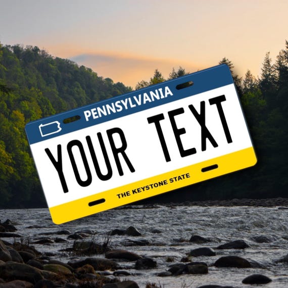 Pennsylvania State Plate - Personalized Custom Car Tag - 5 sizes - Kids Bike Plate, Mini Name Tag -Handicapped Wheelchair - Keystone License