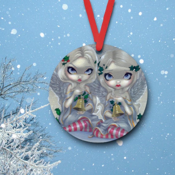 Holly and Ivy Christmas Ornament - Candy Cane Fairies Holiday Gift Tag for Teen - Party Favors
