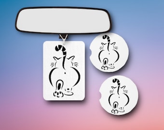 Cat Butt hole Car Accessories - Cheeky Drink Coasters - She Shed, Kitchen, Bar -Crazy Cat Lady gift - Walk Away - Sassy Chonky Girl Cat