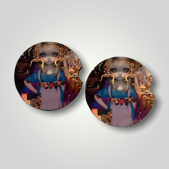 Alice in a Klimt Dream Car Coasters - Twisted Wonderland Gothic Renaissance Fantasy - Jasmine Becket-Griffith - Strangeling Artwork