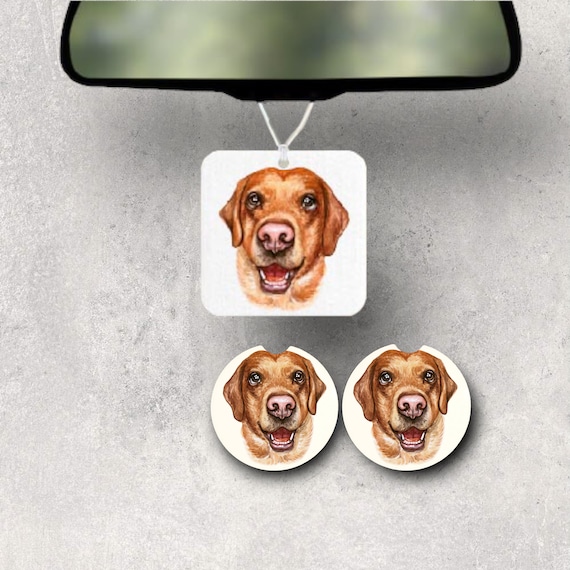 Yellow Labrador Retriever Car Accessories - Sporting Dog Lover Gift set - Personalized License Plate, Coasters - Pet Memorial