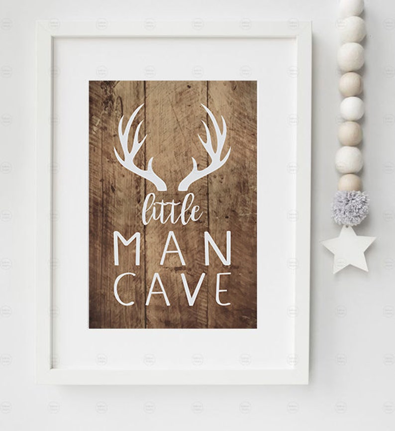 Printable Little Man Cave with Antlers Rustic | Etsy