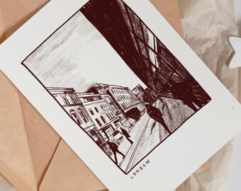 London Illustration - City greeting card - Places Card - South England - UK