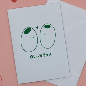 Olive you - Punny Karte - Karte für geliebte Person - Karte für Partner - I love you - Karte für Frau - Freund Karte - Freundin Karte - Griechische Karte
