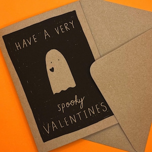 Spooky Valentines - Ghost Card - Halloween Love - Be my Boo - Carte de Saint-Valentin hantée