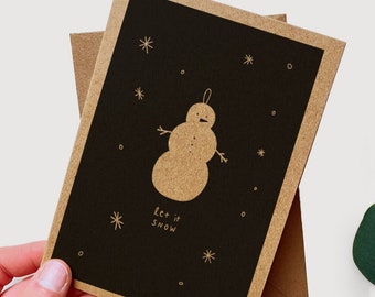 Christmas Card - Festive Greetings -Merry Christmas - Blank Christmas Card - Seasons Greetings - Festive Joy - Let it snow - Snowman