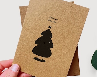 Christmas Card - Festive Greetings -Merry Christmas - Blank Christmas Card - Seasons Greetings - Festive Joy - Feeling Festive
