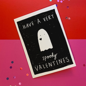 Spooky Valentines - Ghost Card - Halloween Love - Be my Boo - Haunted Valentines Card