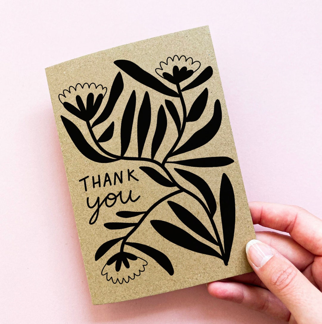 Thank You Card - Floral Card - Greetings Card - Blank Card - Etsy