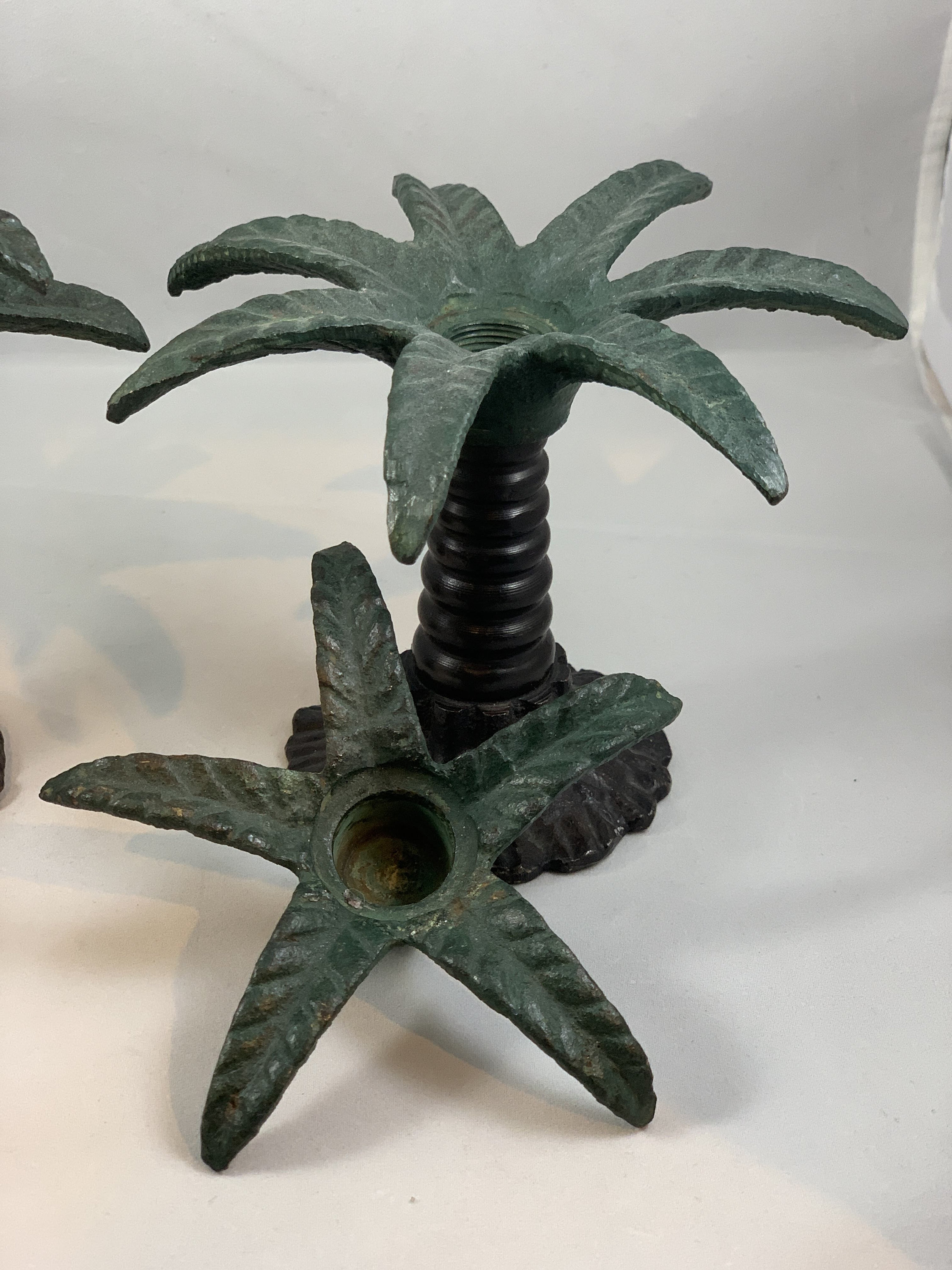 Set of 2 Cast Iron Palm Tree Candle Holders Double Tiered Etsy