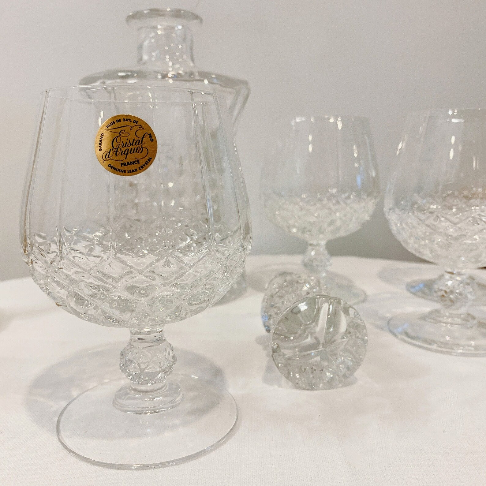 6 Vintage Crystal de Arques brandy snifters glasses with Etsy