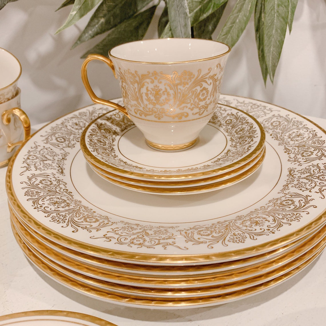 Hand Curated 24k Gold and Ivory Pickard China Reflection and Etsy