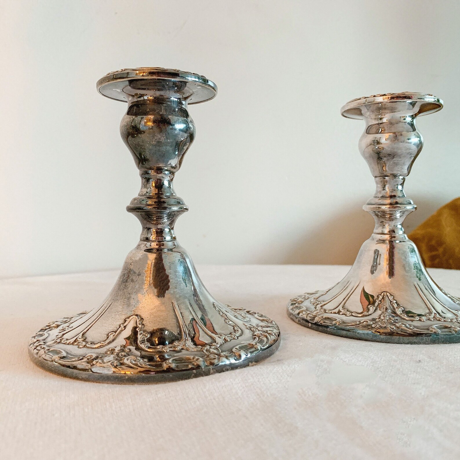 Two vintage Gorham silver plated Candlesticks Chantilly Etsy