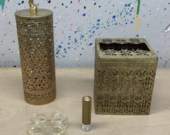 Vintage Filigree Hairspray Tissue Cover Lipstick & Holder Bundle