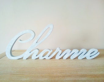 Wooden word Charm wooden decoration to ask or to hang