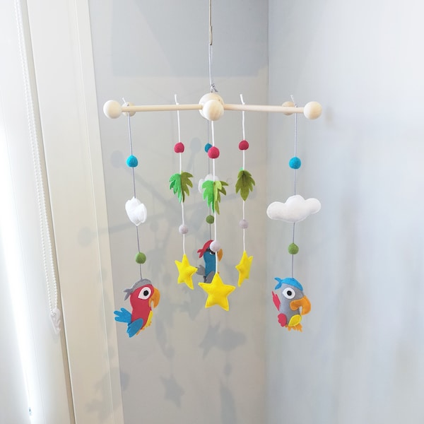 Mobile bébé animaux perroquet pirate étoile et feuille suspension de berceau décoration chambre bébé