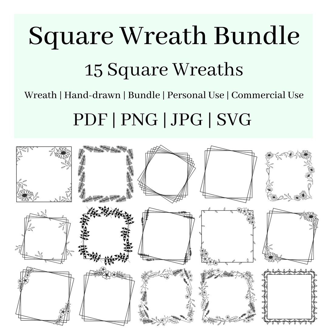 Square Wreath Bundle / Square Wreath SVG / SVG Bundle / Commercial and