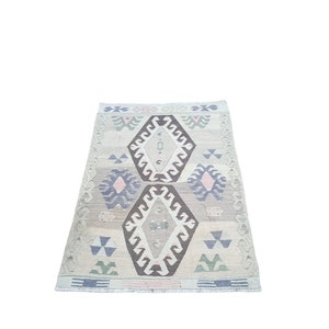 Pastel Vintage Rug  Anatolian Turkish Kilim Rug - Boho Kilim Rug - Tribal Rug - Bohemian Kilim - Handwoven Kilim - Vintage Home Decor