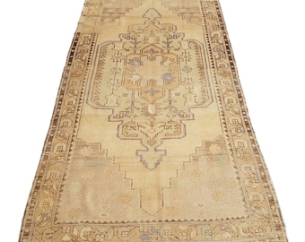 4,5x9 Türkischer Brauner Teppich, Anatolischer Teppich, Oushak Teppich, Helltürkischer Teppich, Boho Teppich, Traditioneller Wollteppich