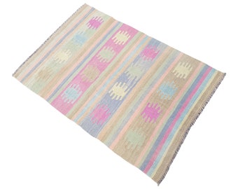 Pastell Kelim Teppich Kleiner Kelim Teppich Boho Kelim Teppich Anatolischer Kelim Teppich Handgewebter Kelim Teppich