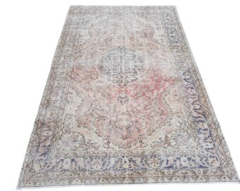 5 x 8 Pastel Overdyed Rug Turkish Rug Traditional Rug Wool Rug Bohemian Rug Home Decor Turkish Vintage Rug Decorative Rug