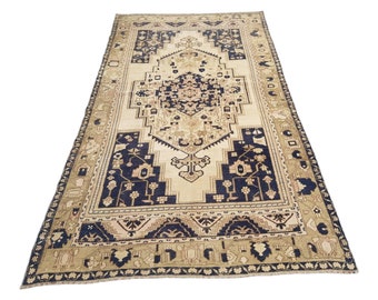Handgeknüpfter Türkischer Teppich, Handgeknüpfter Türkischer Teppich, Wollteppich, Boho Teppich, Vintage Teppich
