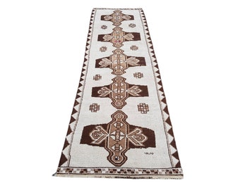 Tapis Oushak Tapis de coureur turc 3,2 x 10,8 pi Tapis de coureur Oushak Tapis vintage Tapis de coureur en laine Tapis Boho Tapis vintage Tapis Tapis
