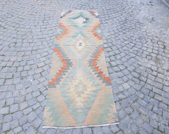 Alfombra turca Alfombra de corredor 2.7x8.8 pies Alfombra de corredor Kilim Alfombra de corredor de lana Alfombra de corredor Boho Alfombra de corredor Kilim