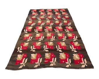 Large Anatolian Turkish Kilim Rug - Pastel Red Boho Kilim Rug - Traditional Rug - Bohemian Rug - Kilim Alfombra - Turkish Tappeto