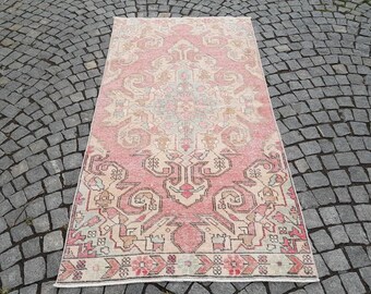 Pink Oushak Rug Turkish Rug 3.7x6.9 ft Anatolian Turkish Rug Bohemian Rug Nomadic Rug Traditional Rug