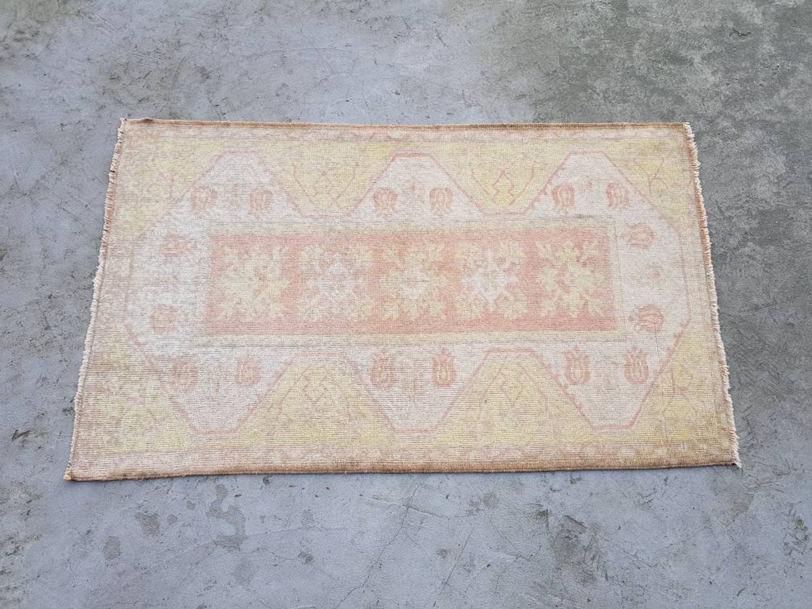 Orange Oushak Rug 2.5x4.2 Ft Blue Turkish Rug Anatolian Rug Etsy