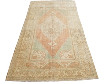 5x9 blasser türkischer Teppich, anatolischer beunruhigter Teppich, türkischer Wollteppich, Boho-Teppich, traditioneller Teppich, türkischer handgeknüpfter Teppich, Vintage türkischer Teppich