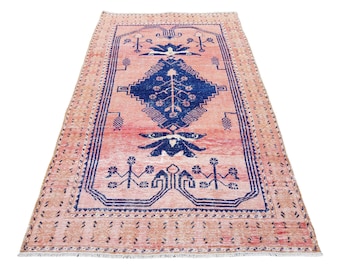 Rosa Anatolischer Teppich 5'7 "x 9'6" Türkischer Handgeknüpfter Teppich, Mittlerer Teppich, Wollteppich, Vintage Teppich
