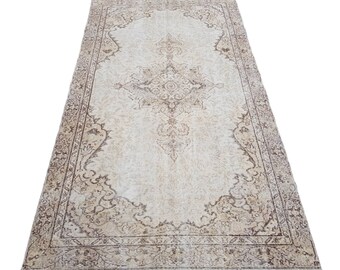 Pastell Überfärbter Teppich 4x2m Beige Überfärbter Teppich Türkischer Teppich Anatolischer Teppich Traditioneller Teppich